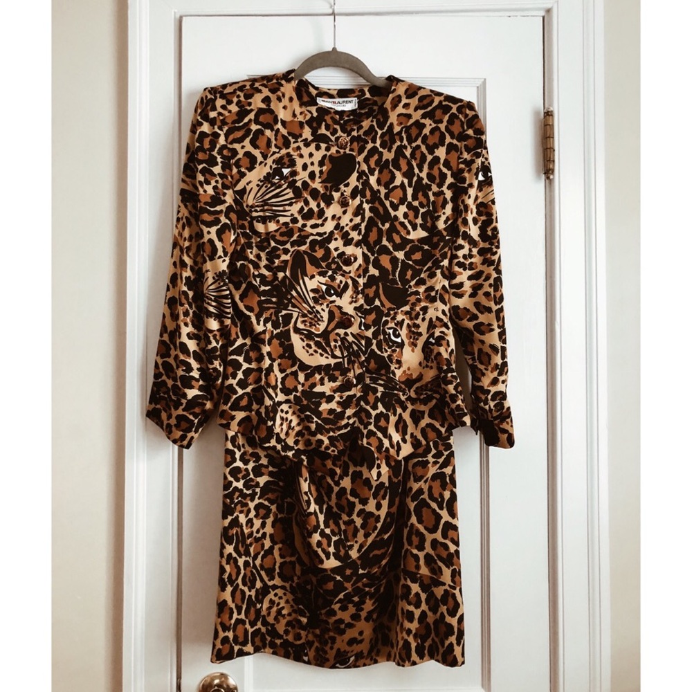 Vintage YSL Leopard Suit Set (Skirt + Jacket)